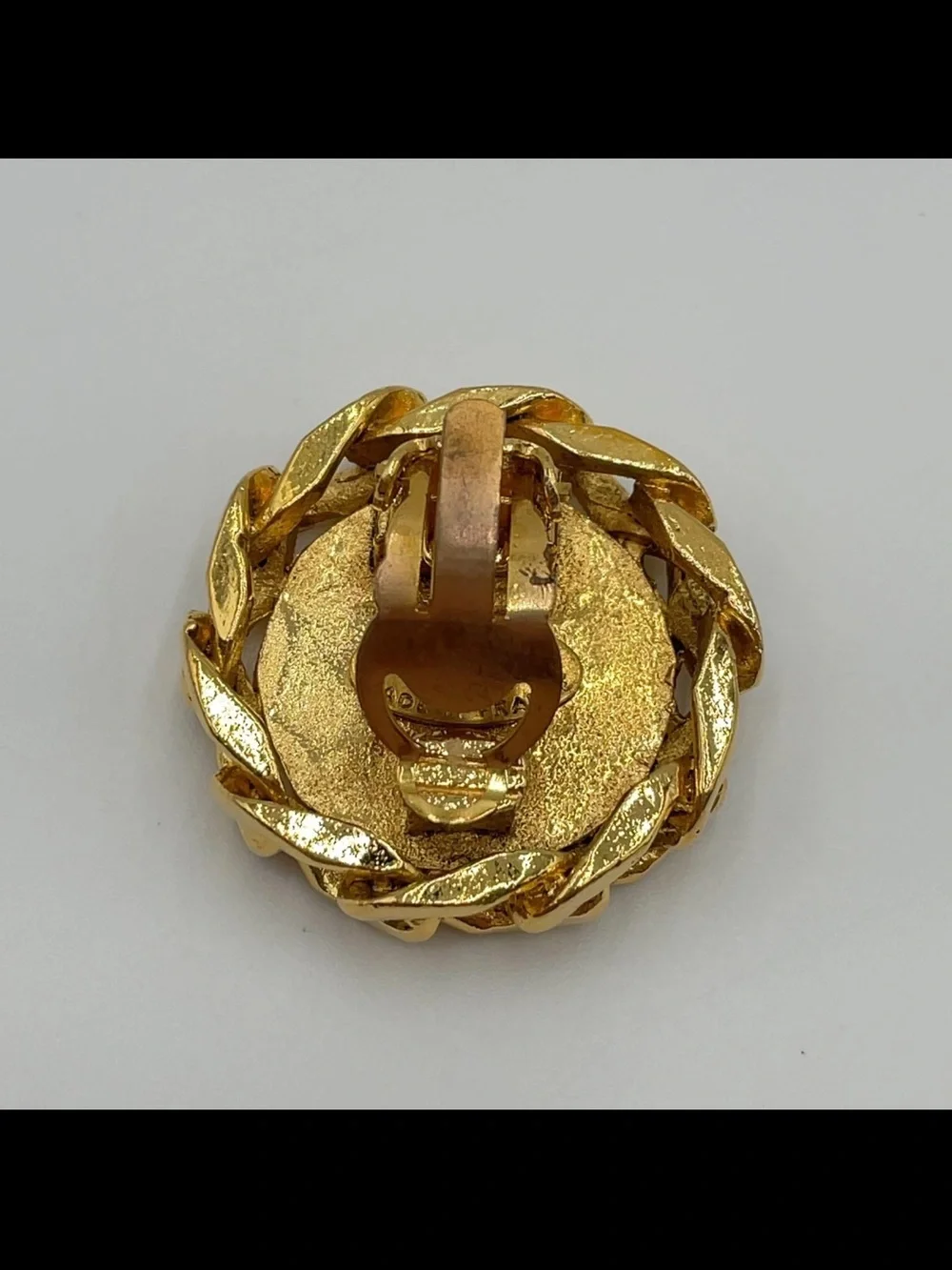 CHANEL Vintage Coco Mark Round 23GP Rhinestone 29.29g Clip Earrings